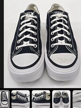 Converse Black and White Low-Top Canvas Platform Sneakers